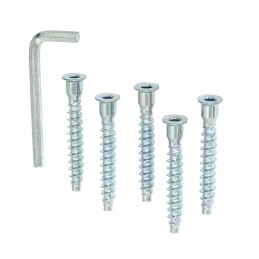 Wkręt meblowy 7x50 cynk. 5szt. konfirmat  + klucz imbusowy