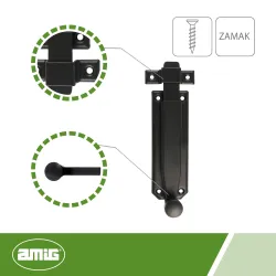 Zasuwa drzwiowa rygiel 150mm czarny mod. 310