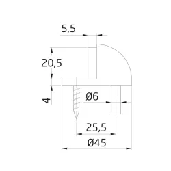 Odbój odbojnik podłogowy 45x26mm chrom / biały mod. 101