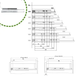 Prowadnice szuflad 300mm cichy domyk mod. 40