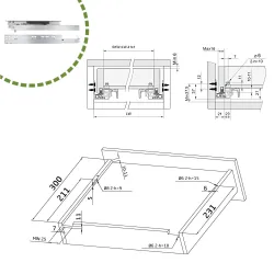 Prowadnice szuflad 300mm Tip-on pełny wysuw mod. 45