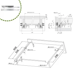 Prowadnice szuflad 450mm cichy domyk pełny wysuw mod. 41