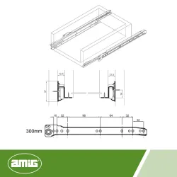 Prowadnice rolkowe 300x37mm białe mod. 12