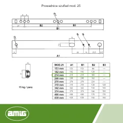 Prowadnice kulkowe 214x17mm mod. 25