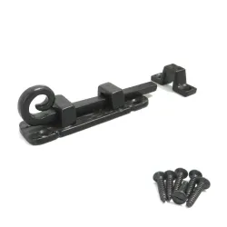 Zasuwka stalowa czarna rustykalna 102mm zawinięty ogon