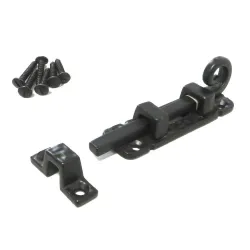 Zasuwka stalowa czarna rustykalna 102mm zawinięty ogon