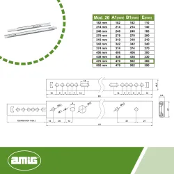Prowadnice kulkowe 470x27mm mod. 26