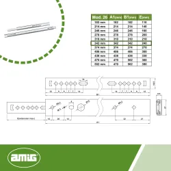 Prowadnice kulkowe 342x27mm mod. 26