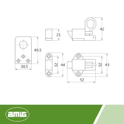 Zasuwka zatrzaskowa 43x52 nikiel satyna mod. 950