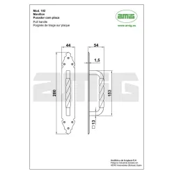 Pochwyt drzwiowy czarny 280x44x1,5mm mod. 102 DIS