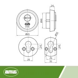 Szyld antywłamaniowy 65mm mosiądz satyna mod. 40 DIS