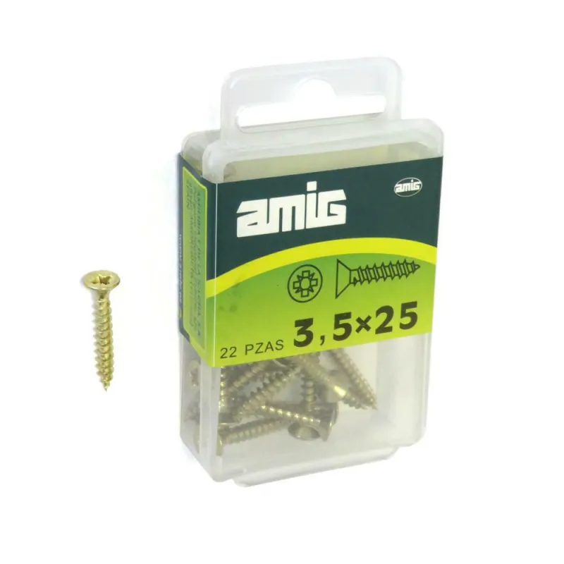 Wkręty mosiądzowane 3,5x25mm łeb stożkowy PZ 22szt.