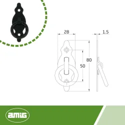 Uchwyt meblowy z kółkiem 80x30x1,5mm czarny DIS mod. 1001