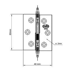 Zawias meblowy 60x40mm chrom mat LEWY (pl) mod. 1006