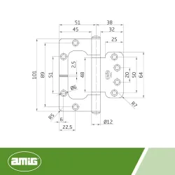 Zawias szczelinowy 101x89mm stal mosiądzowany 2szt. mod. BG1 EAN