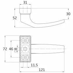 Klamka aluminiowa Delta biała kpl.