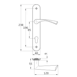 Klamka na wkładkę 85 szyld 237x40mm chrom mat mod. ALBA PAB85