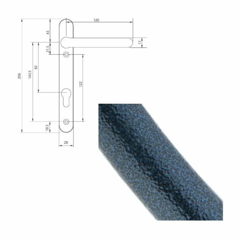 Klamka WINDSOR L/L wkładka 92 czarny  antyk