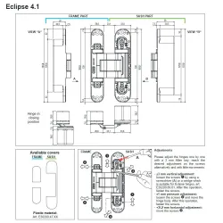 Zawias drzwiowy ukryty ECLIPSE 4.1 brąz 50kg/2 zawiasy