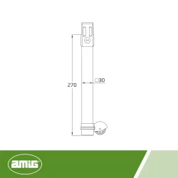 Noga meblowa z kółkiem wys.270mm kwadrat 30x30mm czarna mod.15