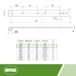 Zawias pasowy 4200-400 ozdobny czarny