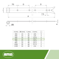 Zawias pasowy 4200-600 ozdobny czarny