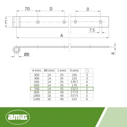 Zawias pasowy 4300-700 prosty czarny