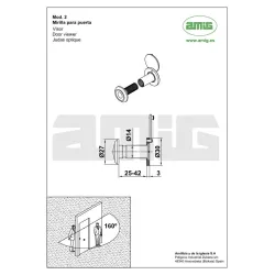 Wizjer do drzwi 25-42mm fi.14 chrom mat mod. 2