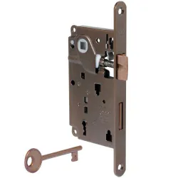 Zamek drzwiowy na klucz 90/50 brązowy F22 CENTRO z ryglem