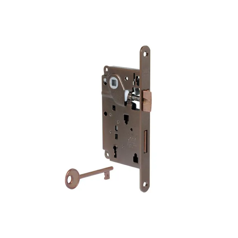 Zamek drzwiowy na klucz 90/50 brązowy F22 CENTRO z ryglem