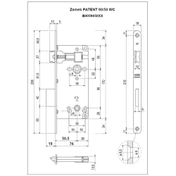 Zamek drzwiowy łazienkowy 90/50 brąz F18 PATENT GRANDE