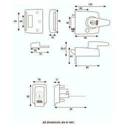 Zamek nawierzchniowy zatrzaskowy BS HS 60mm chrom satyna