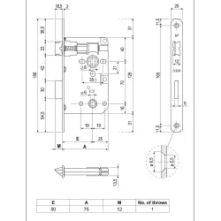 Zamek łazienkowy 70/50 mosiądzowany F20 PATENT Piccola