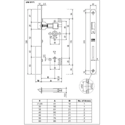 Zamek drzwiowy na klucz 90/60 mosiądzowany F22 PATENT GRANDE