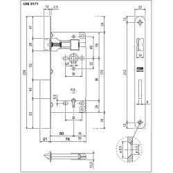 Zamek drzwiowy na klucz 90/50 brązowy F22 PATENT GRANDE