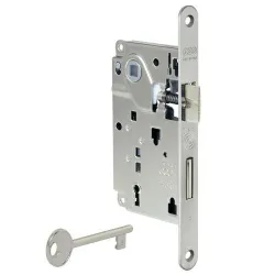 Zamek drzwiowy na klucz 90/50 chrom mat F18 CENTRO z ryglem