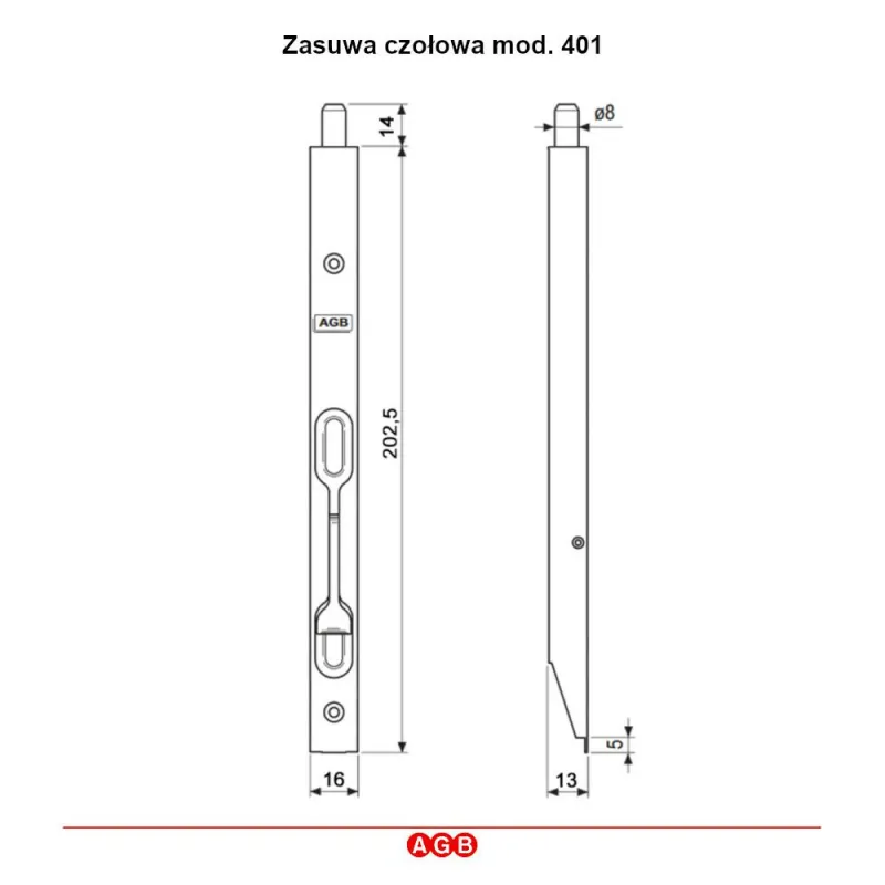 Zasuwa czołowa 401-200 mosiądz AGB KANTRYGIEL