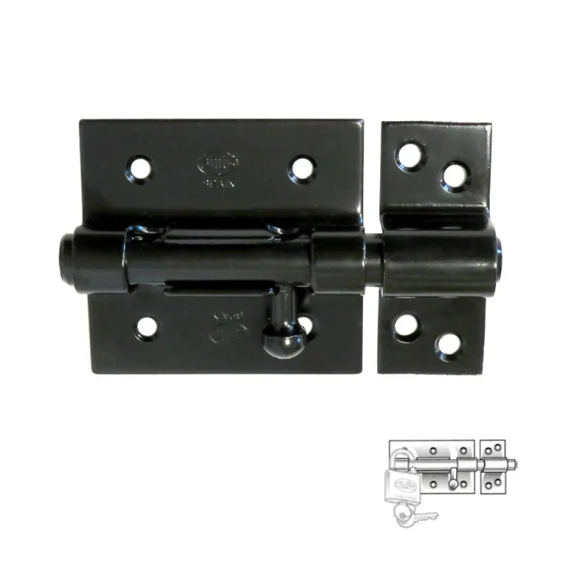 Zasuwka 454-70 czarna z otworem na  kłódkę EAN