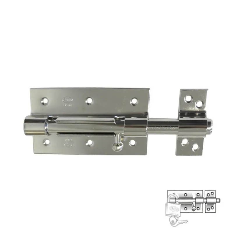 Zasuwka 454-120 niklowana z otworem na  kłódkę