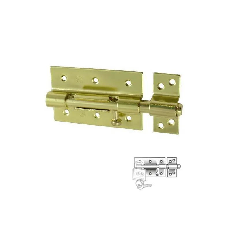 Zasuwka 454-100 mosiądzowana z otworem  na kłódkę