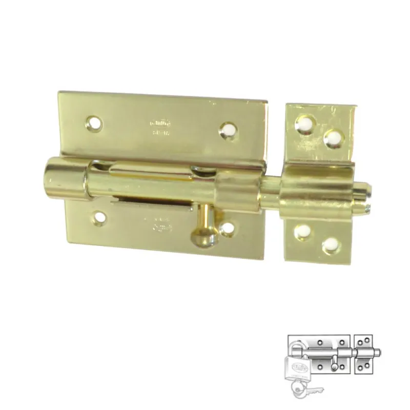 Zasuwka 454-85 mosiądzowana z otworem na  kłódkę