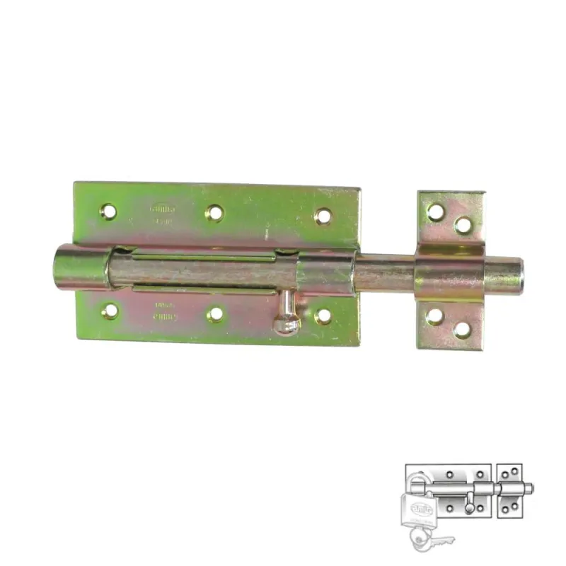 Zasuwka 454-120 żółty ocynk z otworem na  kłódkę