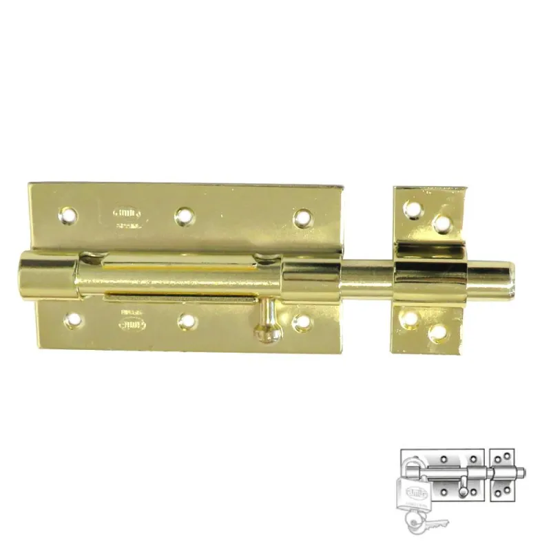 Zasuwka 454-120 mosiądzowana z otworem  na kłódkę