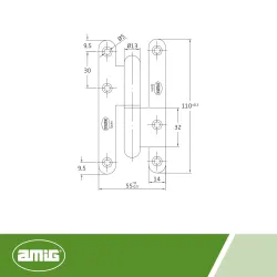 Zawias do drzwi 110x55mm stal czarny rozłączny PRAWY (pl) mod. 505
