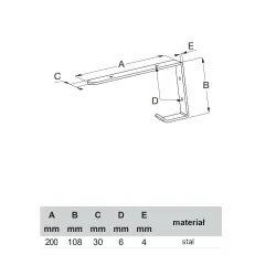 Wspornik półki z wieszakiem stal biały 100x200mm model GAP