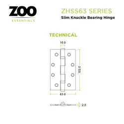 Zawias do drzwi 102x63x2,5mm stal nierdzewna INOX złoty 2szt. mod. ZHSS63S