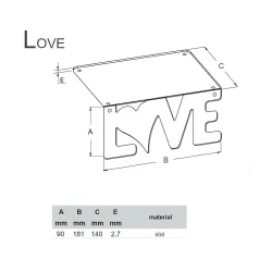 Wspornik półki półka stalowa biała 140x180mm mod. LOVE