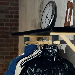 Wspornik półki drewniany 330x280mm z uchwytem na drążek ubraniowy HABITAT