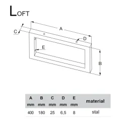 Wspornik półki stalowy biały 180x400mm mod. LOFT 40