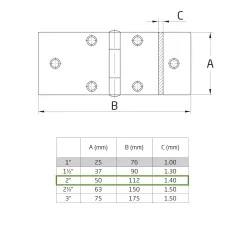 Zawias stalowy 50x112mm cynkowany mod. 814